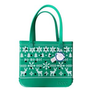 BOGG BAG Green Tote with White Holiday Pattern
